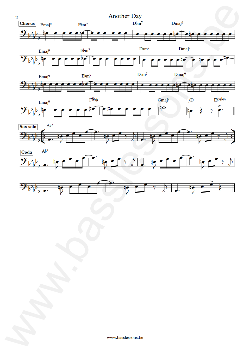 Molly Johnson Another Day Mike Downes Bass Transcription part 2