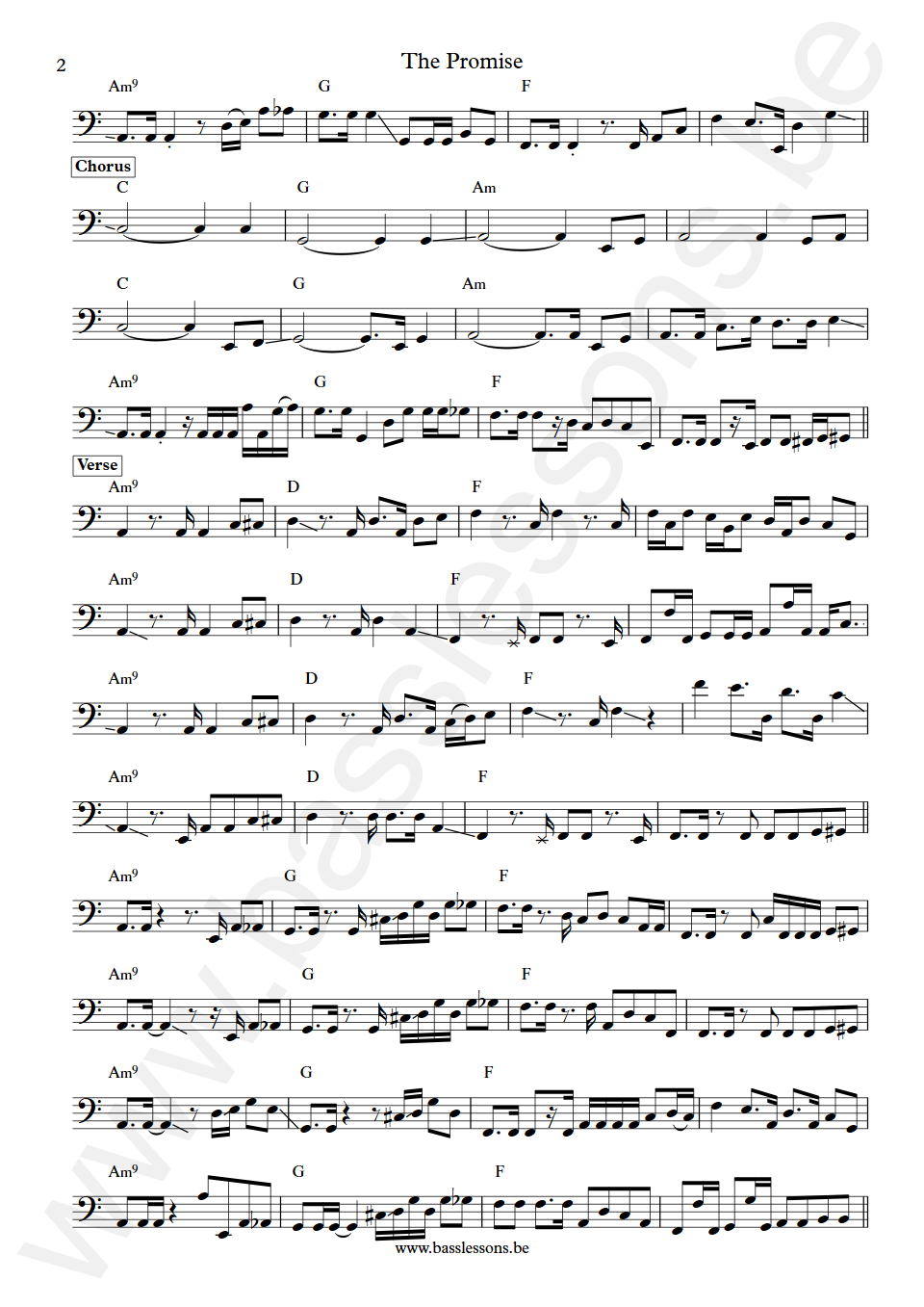 Arcadia The promise Mark Egan Bass Transcription part 2