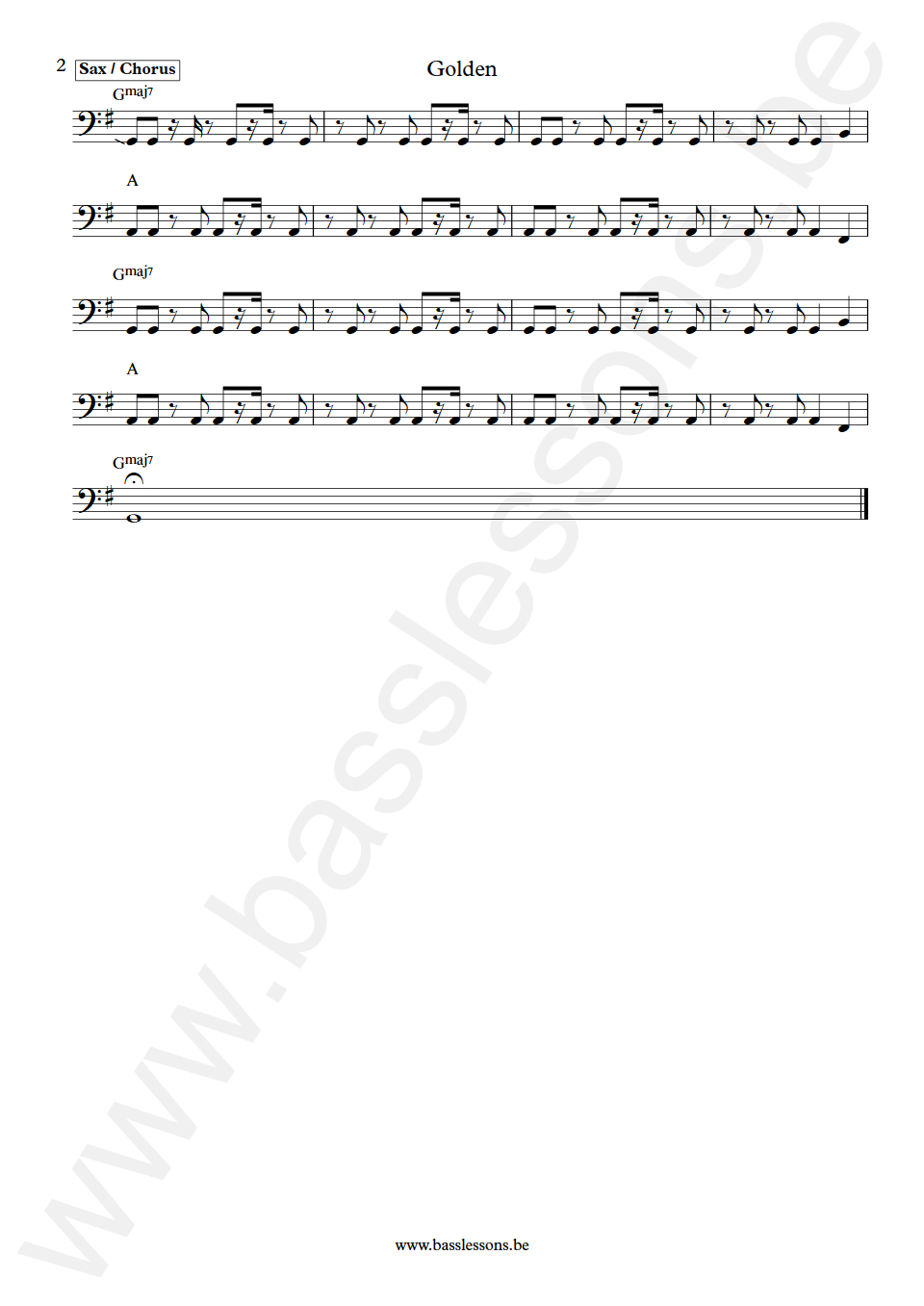 Cannons Golden Paul Davis Bass Transcription part 2