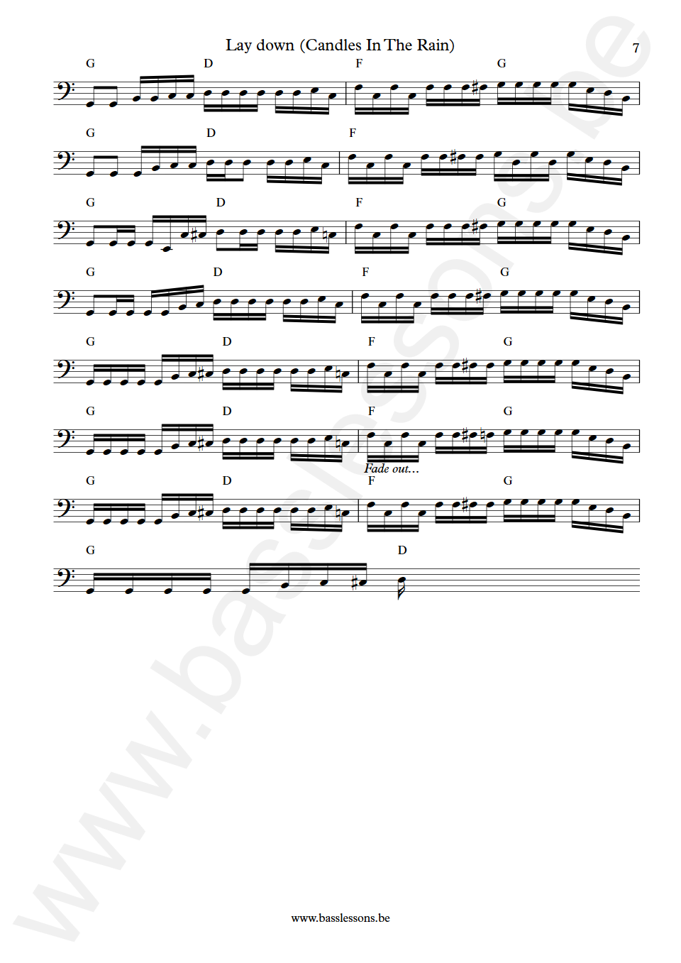 Melanie & The Edwin Hawkins Singers Lay down (Candles In The Rain) Herbie Flowers Bass Transcription part 7