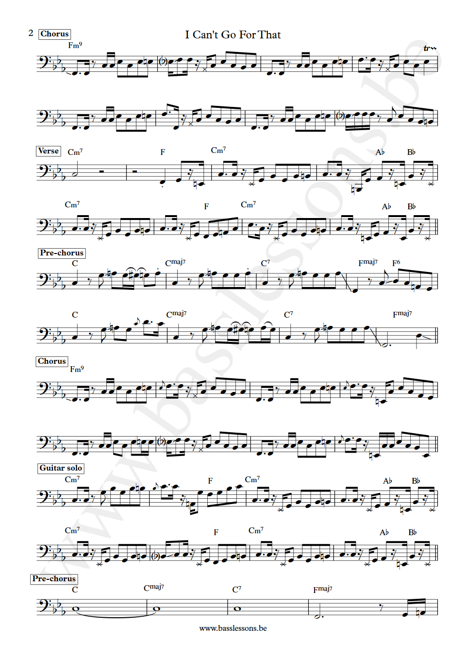 Daryl Hall  and Cee Lo Green I Can't Go For That Klyde Jones Bass Transcription part 2
