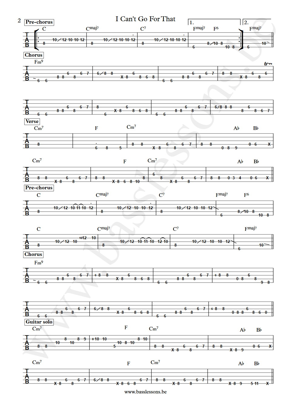 Daryl Hall  and Cee Lo Green I Can't Go For That Klyde Jones Bass Tab part 2