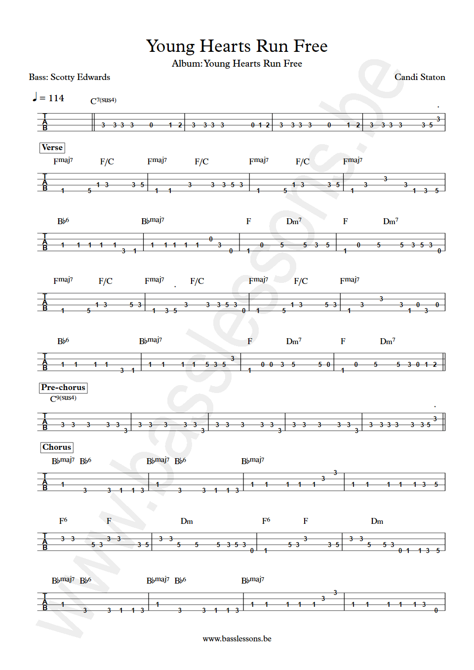 Candi Staton Young Hearts Run Free David Hood bass tab