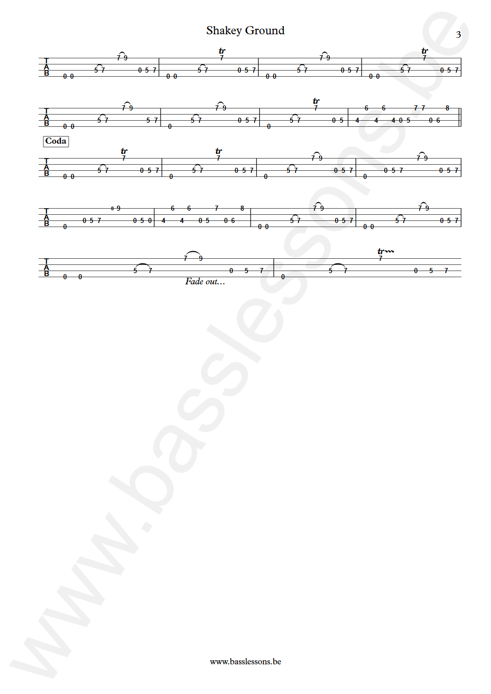 The Temptations Shakey Ground William Nelson Bass Tab part 3