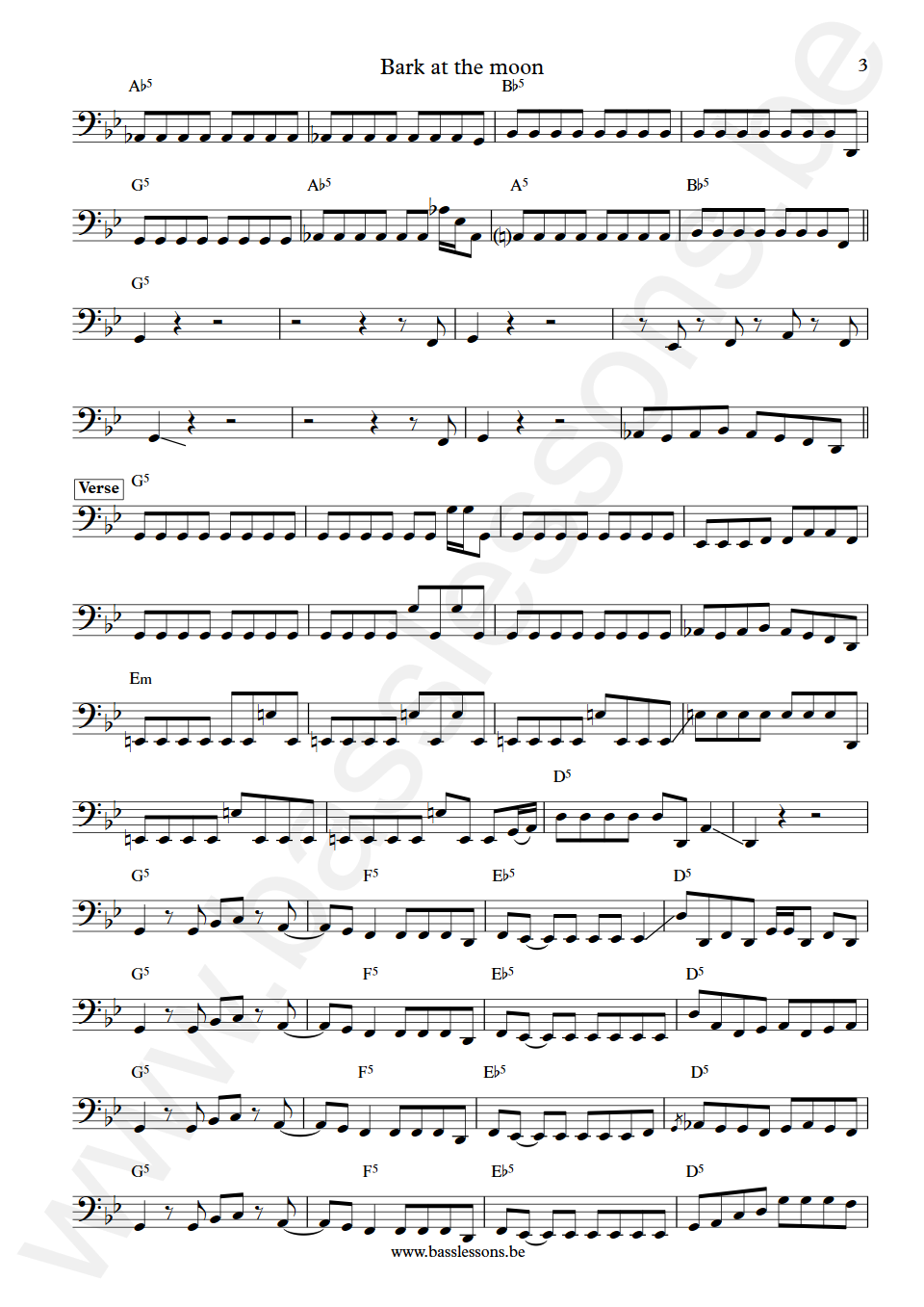 Ozzy Osbourne Bark at the Moon Robert Trujillo Bass Transcription part 3