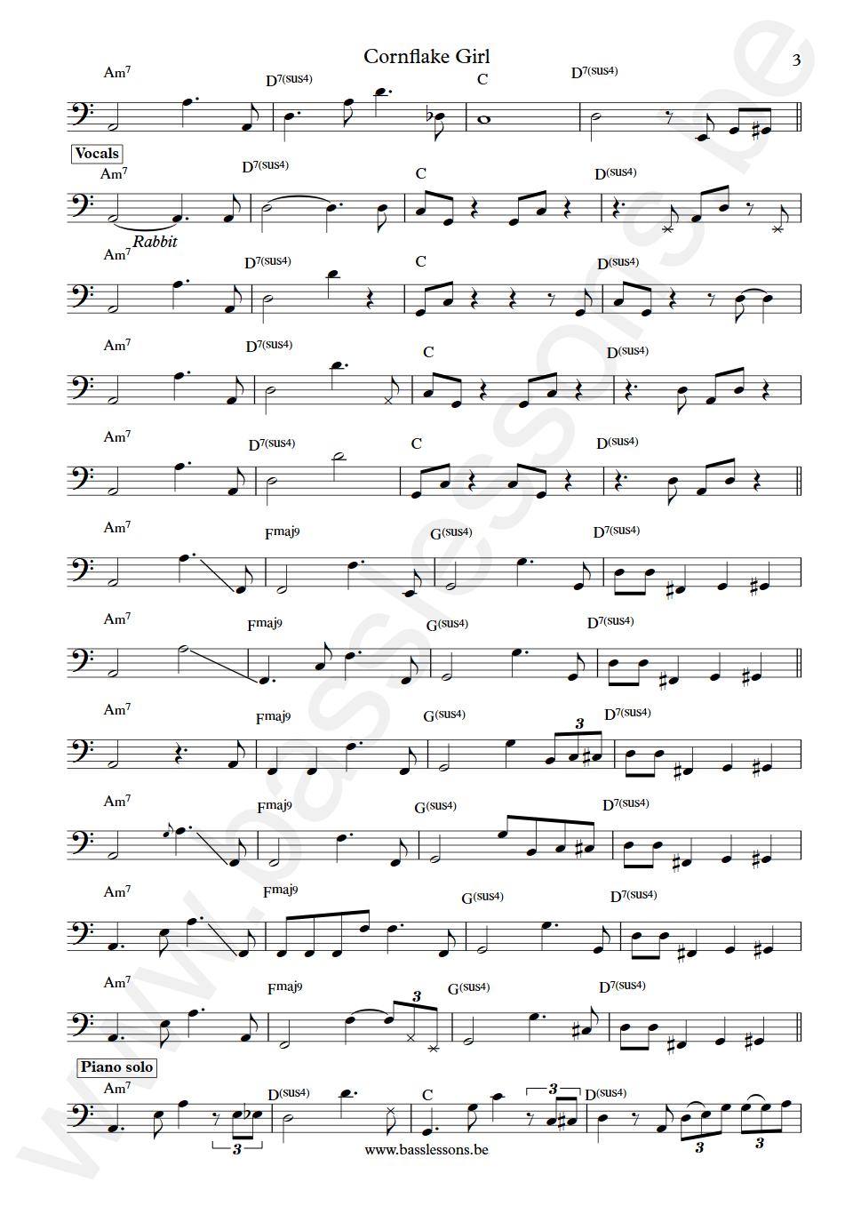 Tori Amos Cornflake Girl George Porter Jr. Bass Transcription part 3