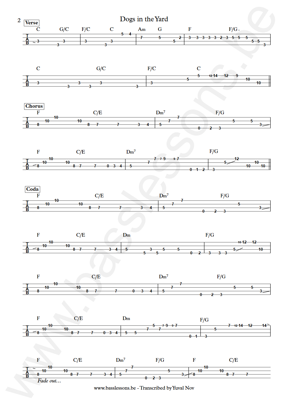 Paul McCrane Dogs in the Yard Marcus Miller Bass Tab part 2