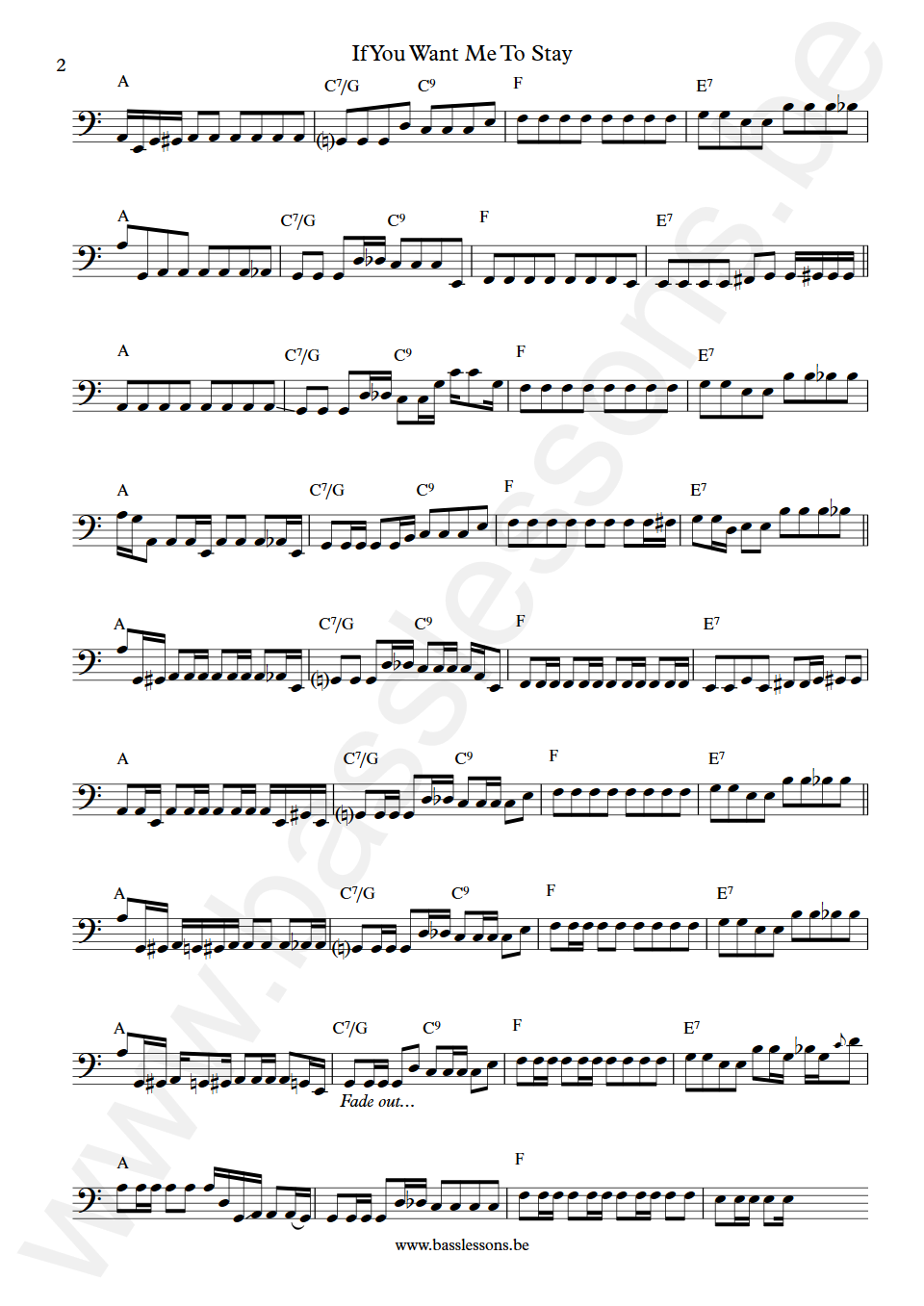Sly & The Family Stone If You Want Me To Stay Rusty Allen Bass Transcription part 2