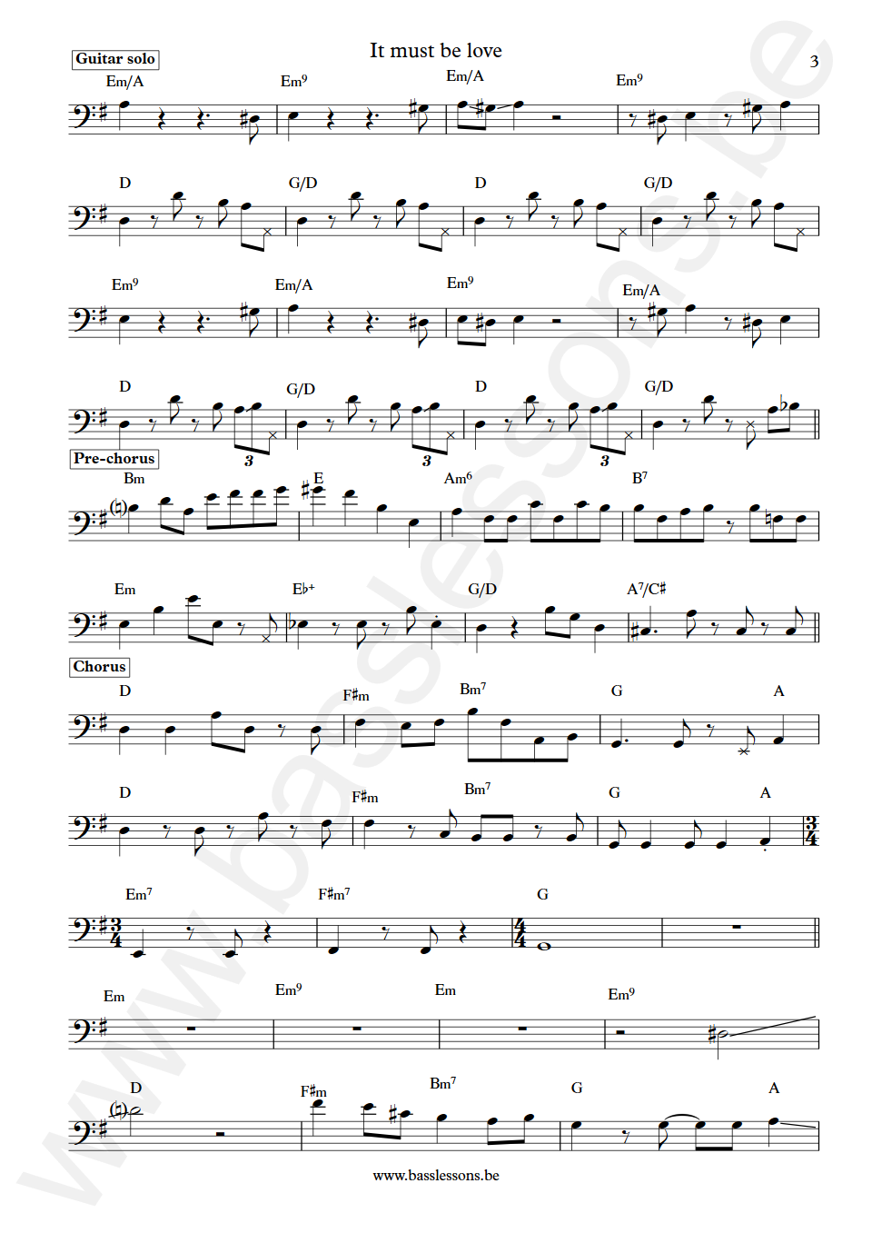 Labi Siffre It must be love Dave Richmond Bass Transcription part 3