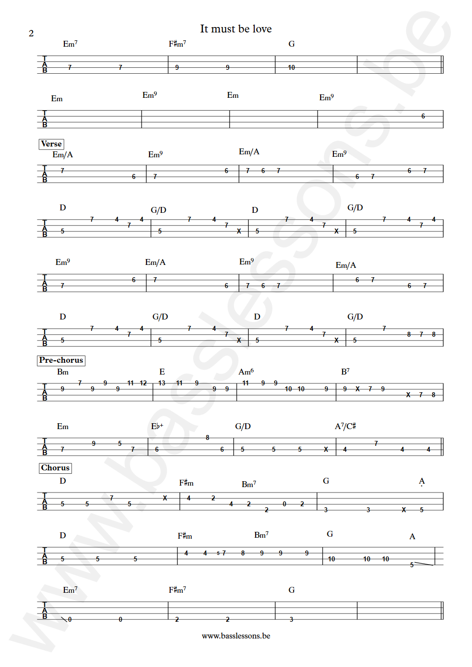 Labi Siffre It must be love Dave Richmond Bass Tab part 2