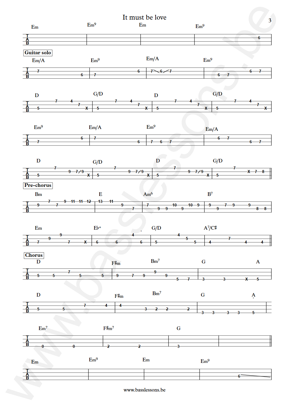 Labi Siffre It must be love Dave Richmond Bass Tab part 3