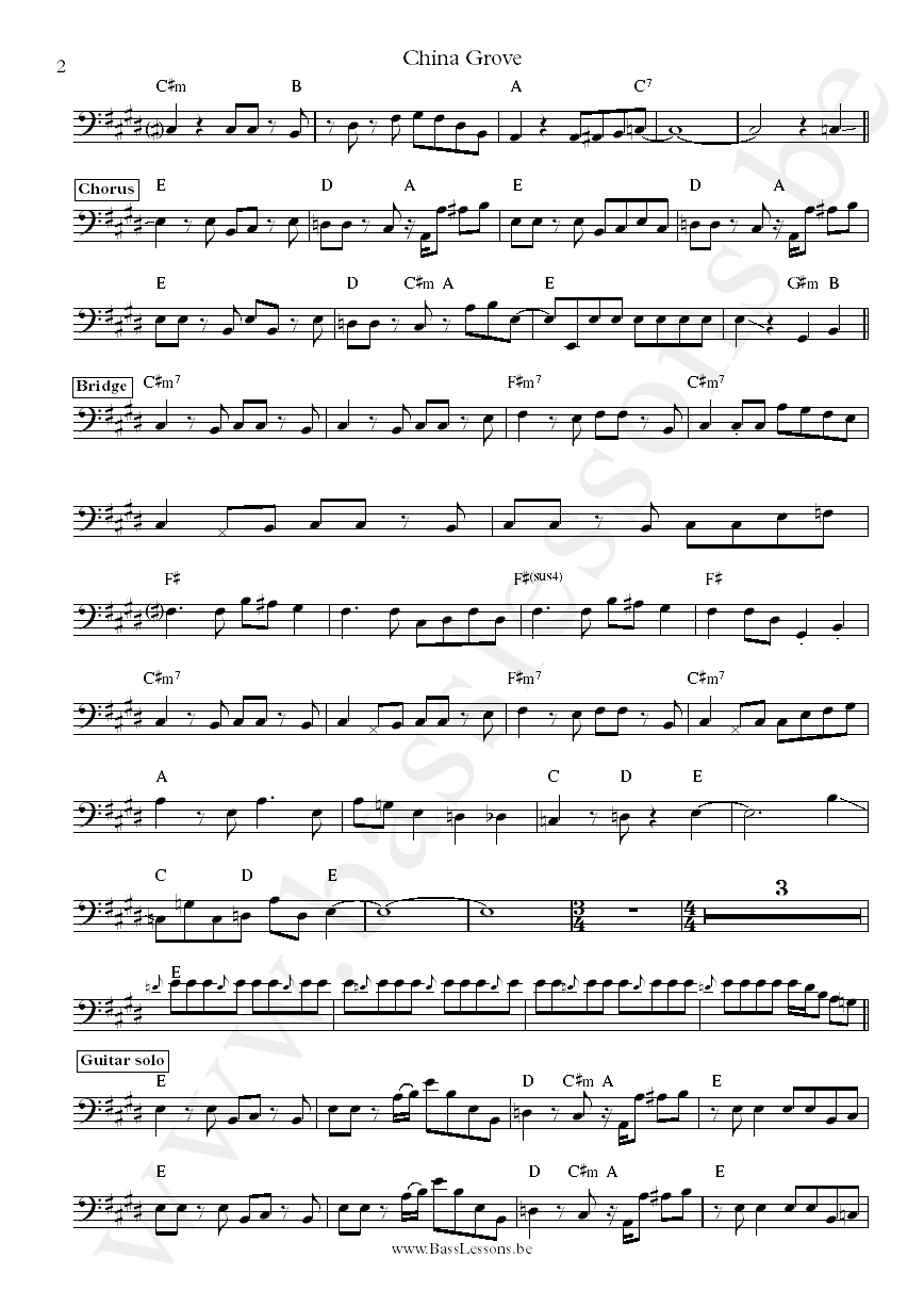 Doobie Brothers China Grove Tiran Porter bass transcription part 2