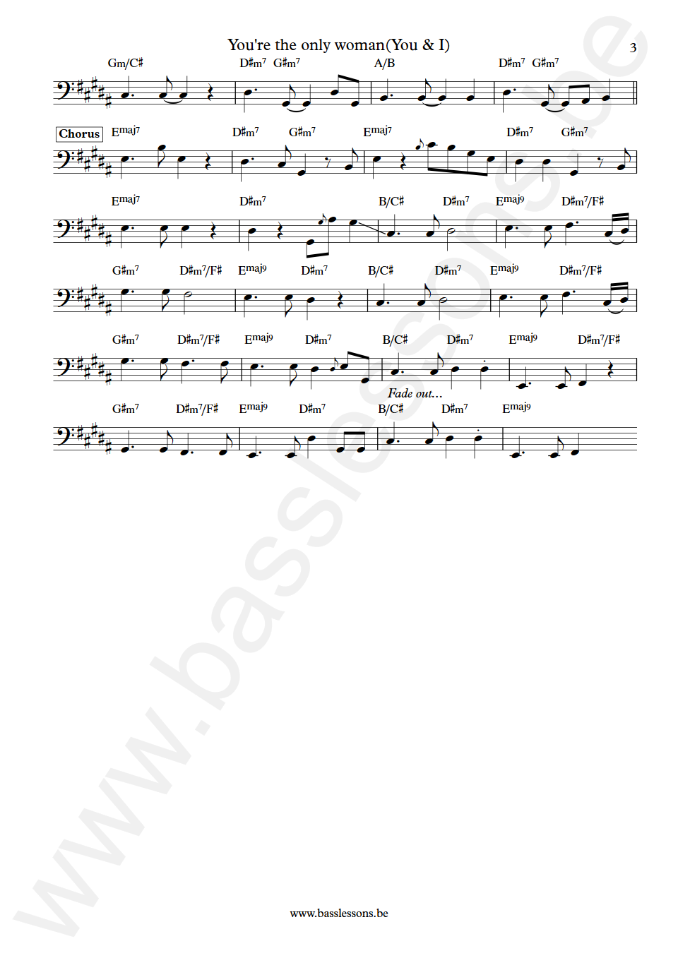 Ambrosia You're the only woman Joe Puerta Bass Transcription part 3