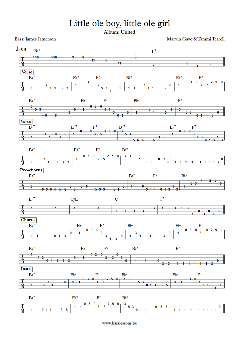 Marvin Gaye and Tammi Terrell Little ole boy, little ole girl James Jamerson Bass Tab