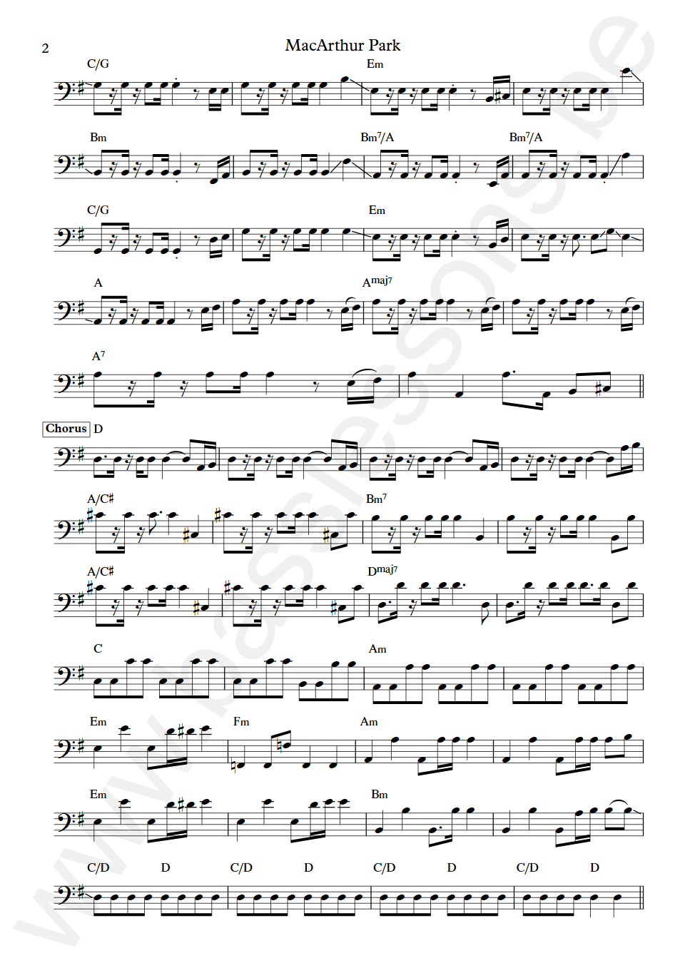 Donna Summer MacArthur Park Sal Guglielmi Bass Transcription part 2