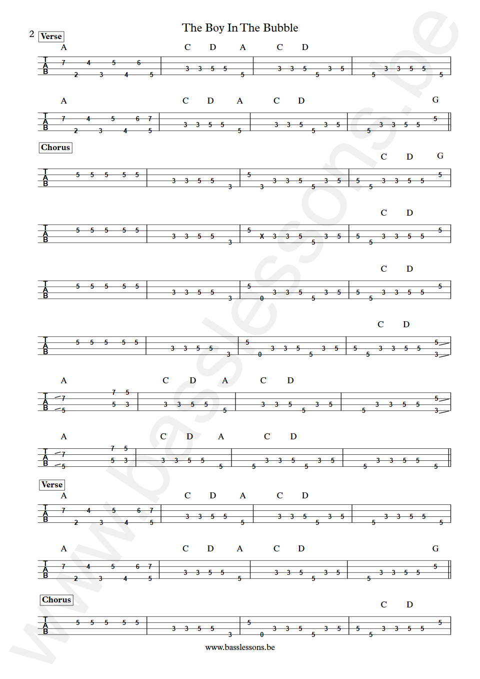 Paul Simon The Boy In The Bubble Bakithi Kumalo Bass Tab part 2