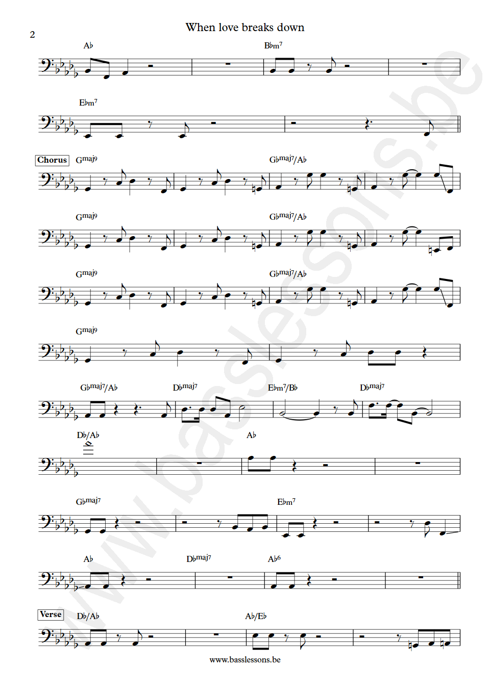 Prefab Sprout when love breaks down Martin McAloon Bass Transcription part 2