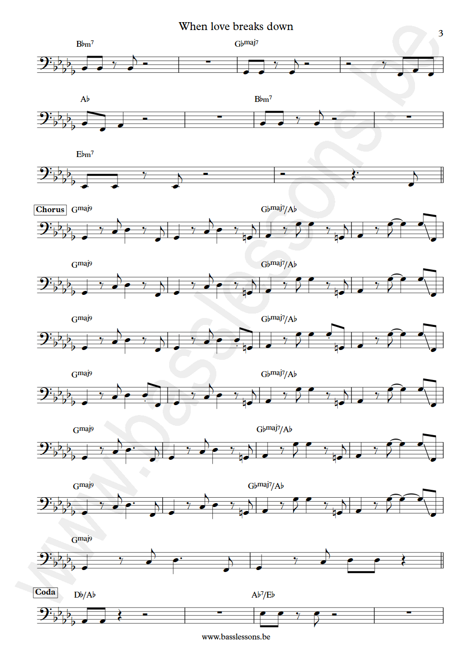 Prefab Sprout when love breaks down Martin McAloon Bass Transcription part 3