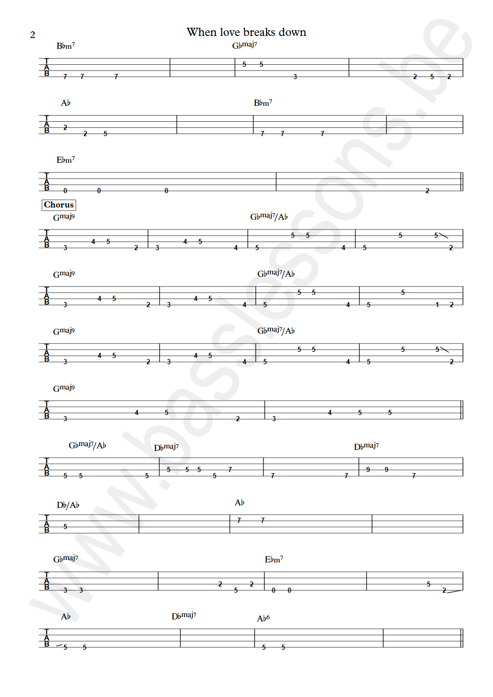 Prefab Sprout when love breaks down Martin McAloon Bass Tab part 2