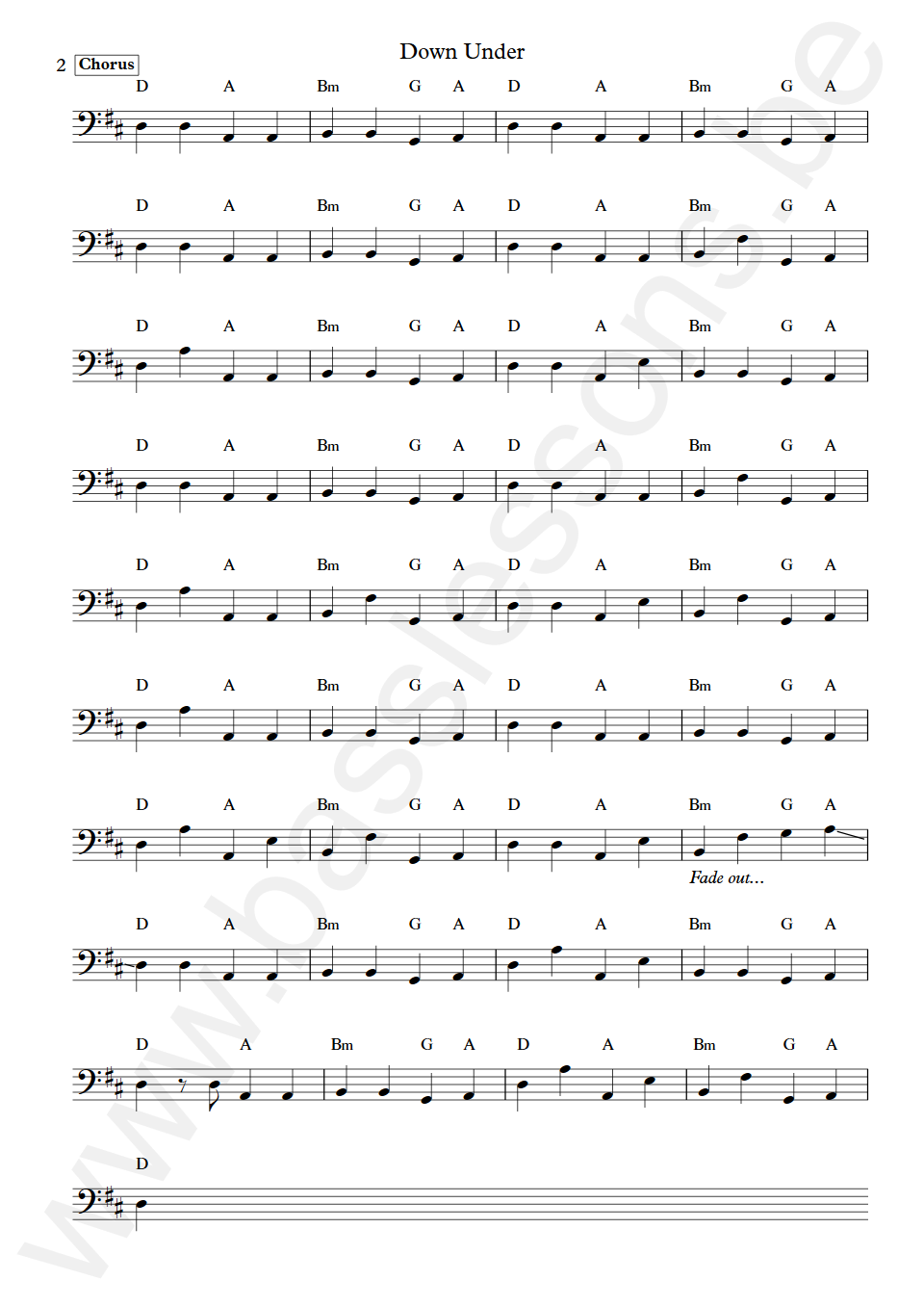 Men At Work Down Under John Rees Bass Transcription part 2