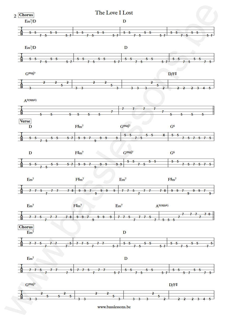 Harold Melvin & The Blue Notes The Love I Lost Ronnie Baker Bass Tab part 2