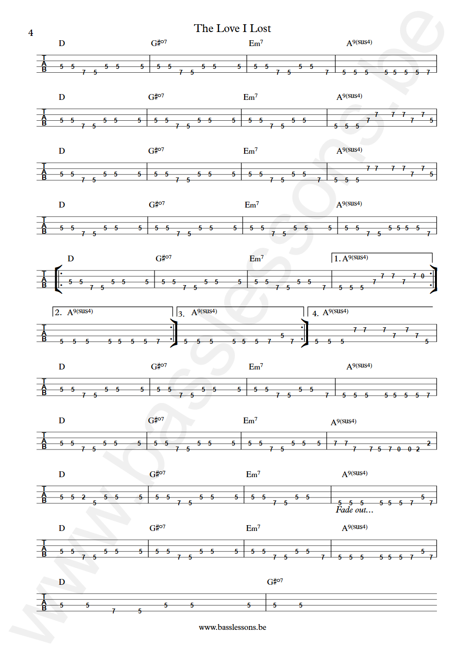 Harold Melvin & The Blue Notes The Love I Lost Ronnie Baker Bass Tab part 4