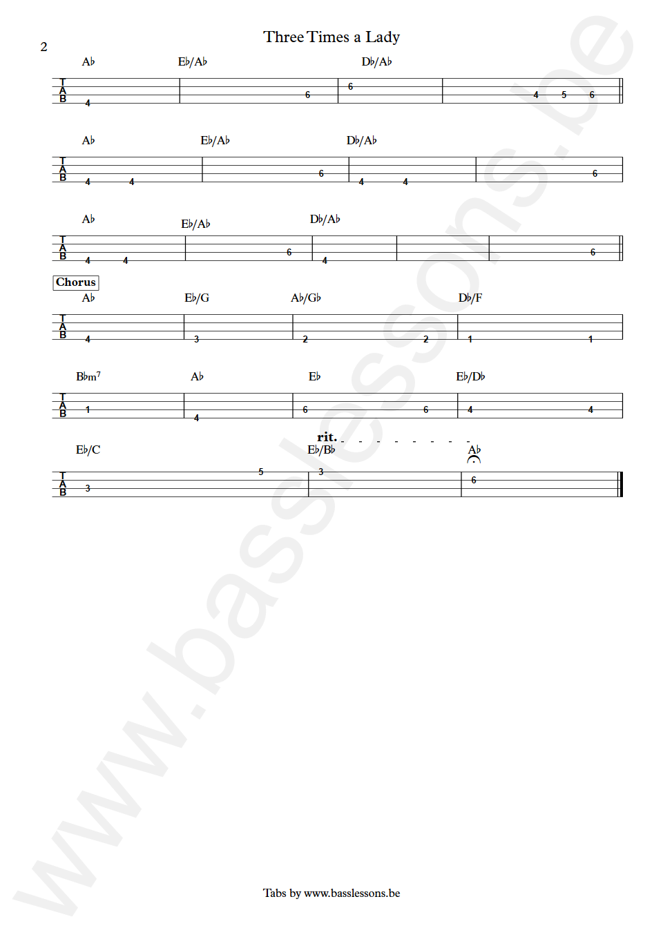 Commodores Three Times a Lady Ronald LaPread Bass Tab part 2