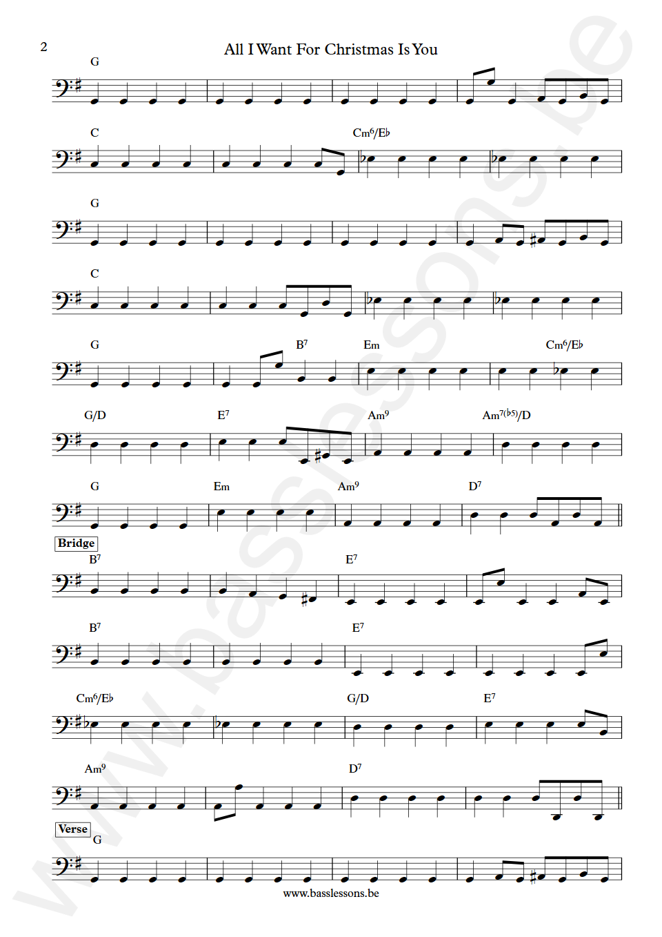 Mariah Carey All I Want For Christmas Is You Walter Afanasieff  Bass Transcription part 2