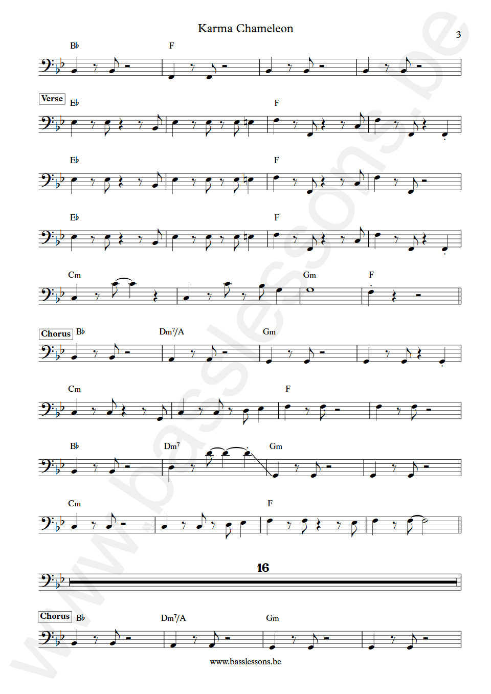 Culture Club Karma Chameleon Mike Craig Bass Transcription part 3