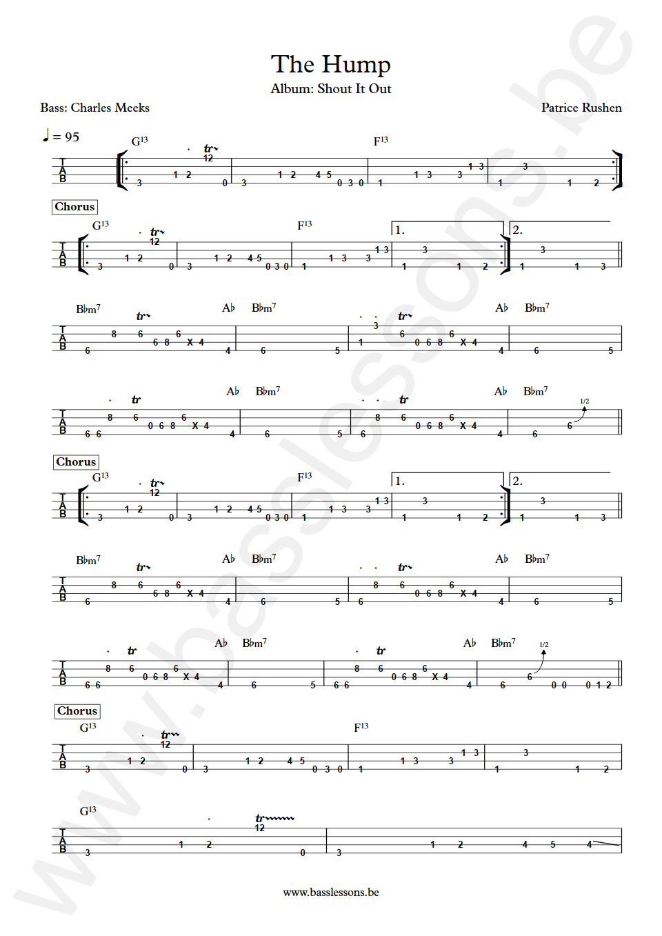 Patrice Rushen The Hump Charles Meeks Bass Tab