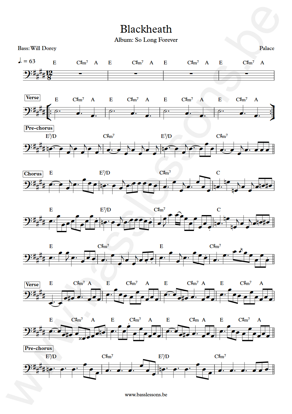 Palace Blackheath Will Dorey Bass Transcription