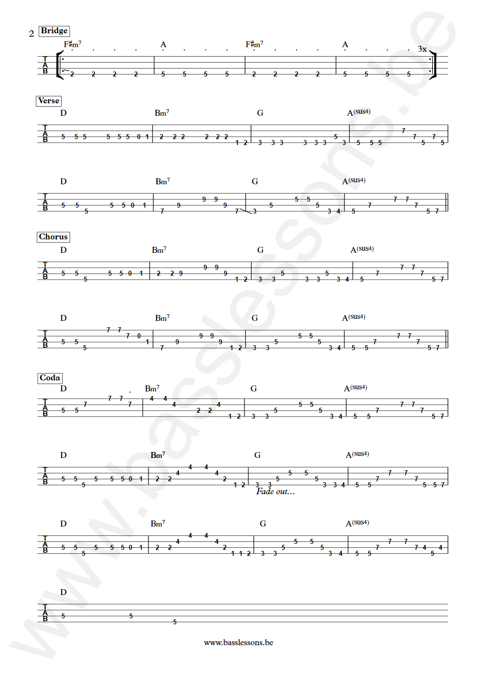 Bryan Ferry Slave To Love Tony Levin Bass Tab part 2