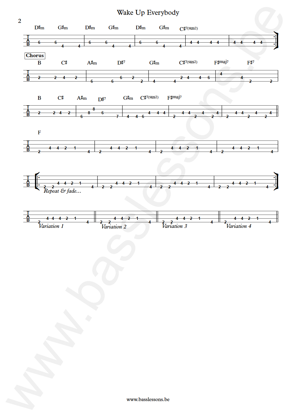 Harold Melvin & The Blue Notes Wake Up Everybody Ronnie Baker Bass Tab part 2