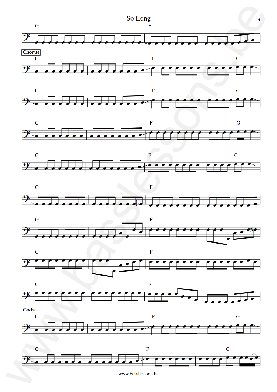 Fischer-Z So Long David Graham Bass Transcription part 3