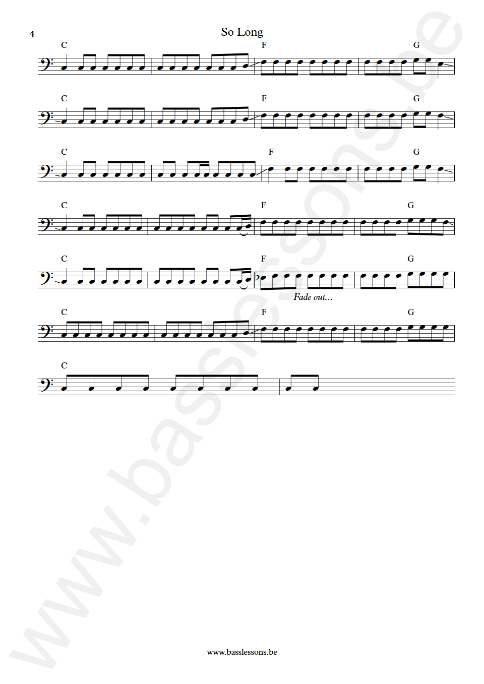 Fischer-Z So Long David Graham Bass Transcription part 4