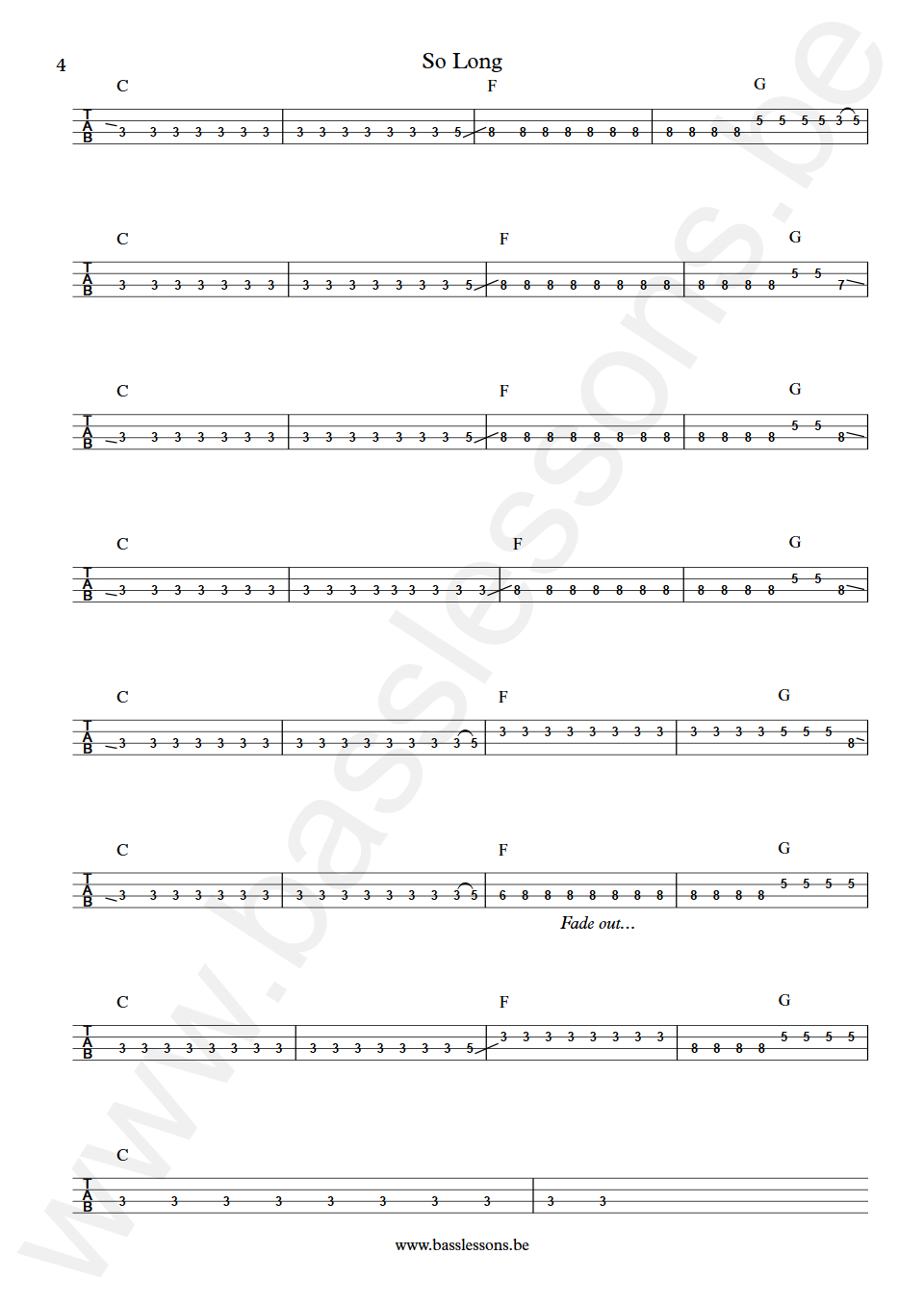 Fischer-Z So Long David Graham Bass Tab part 4
