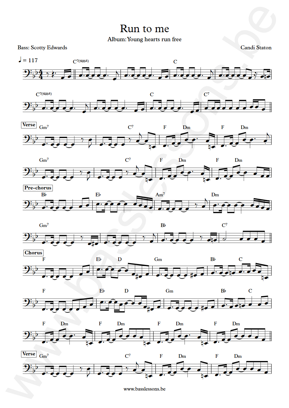 Candi Staton Run to me Scotty Edwards Bass Transcription