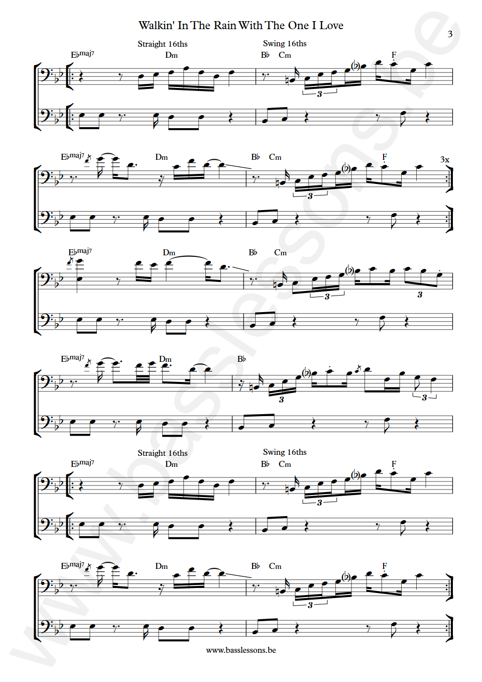 Love Unlimited Walkin' In The Rain With The One I Love Wilton Felder Bass Transcription part 3