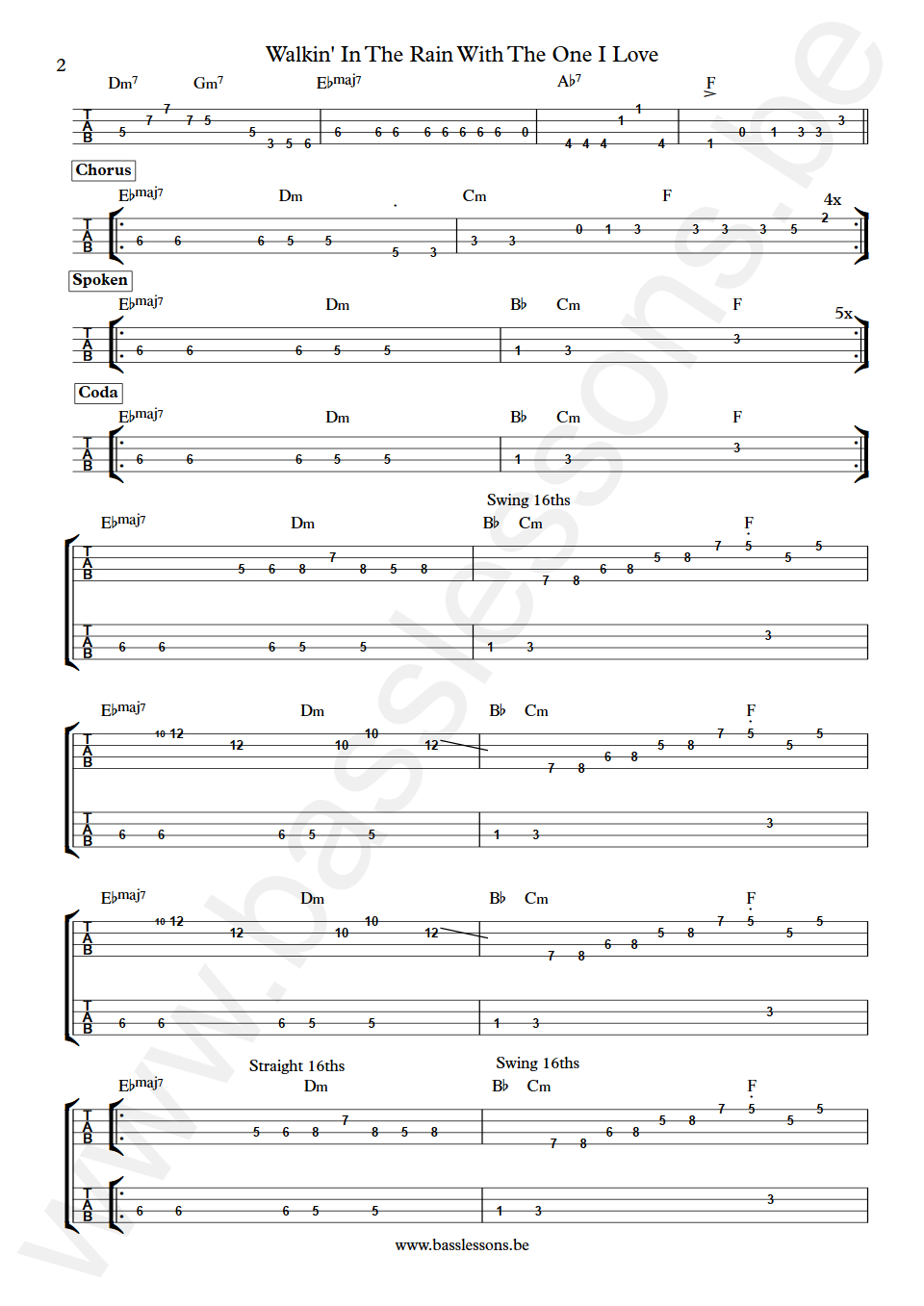 Love Unlimited Walkin' In The Rain With The One I Love Wilton Felder Bass Tab part 2