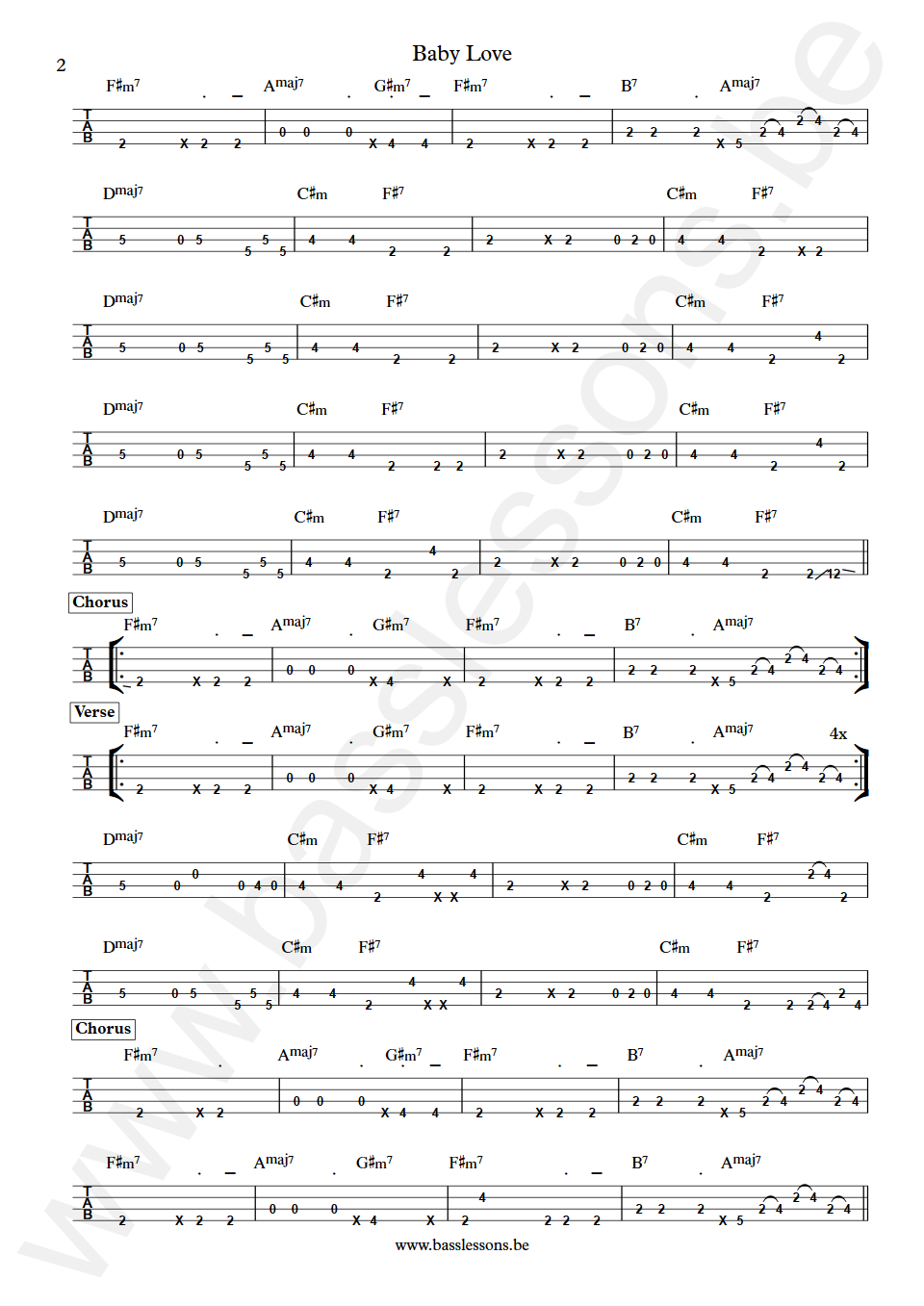 Aurra Baby Love Ray Jackson Bass Tab part 2