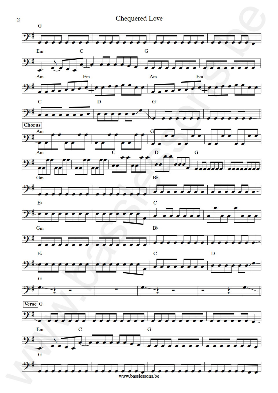 Kim Wilde Chequered Love Martin Russell  Bass Transcription part 2