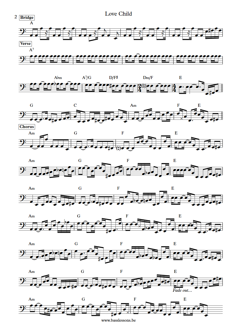 Diana Ross & the Supremes Love Child James Jamerson Bass Transcription part 2
