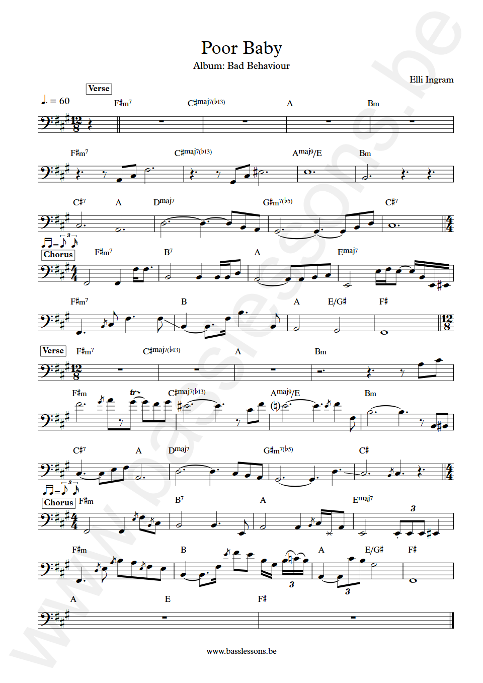 Elli Ingram Poor Baby Unknown Bass Transcription