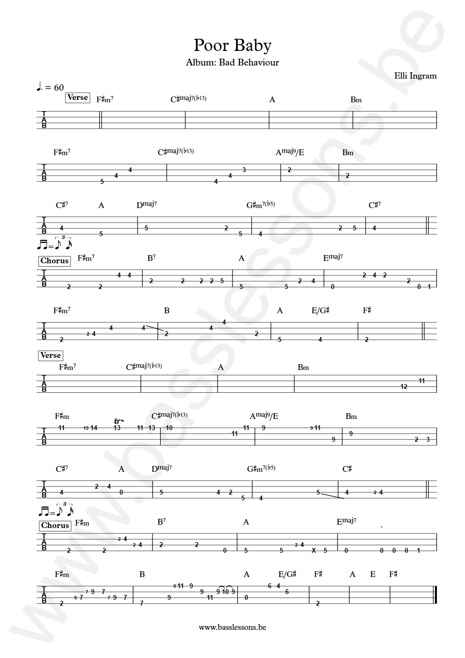 Elli Ingram Poor Baby Unknown Bass Tab