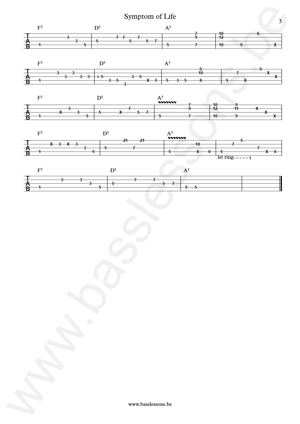 Willow Symptom of Life Mohini Dey Bass Tab part 3