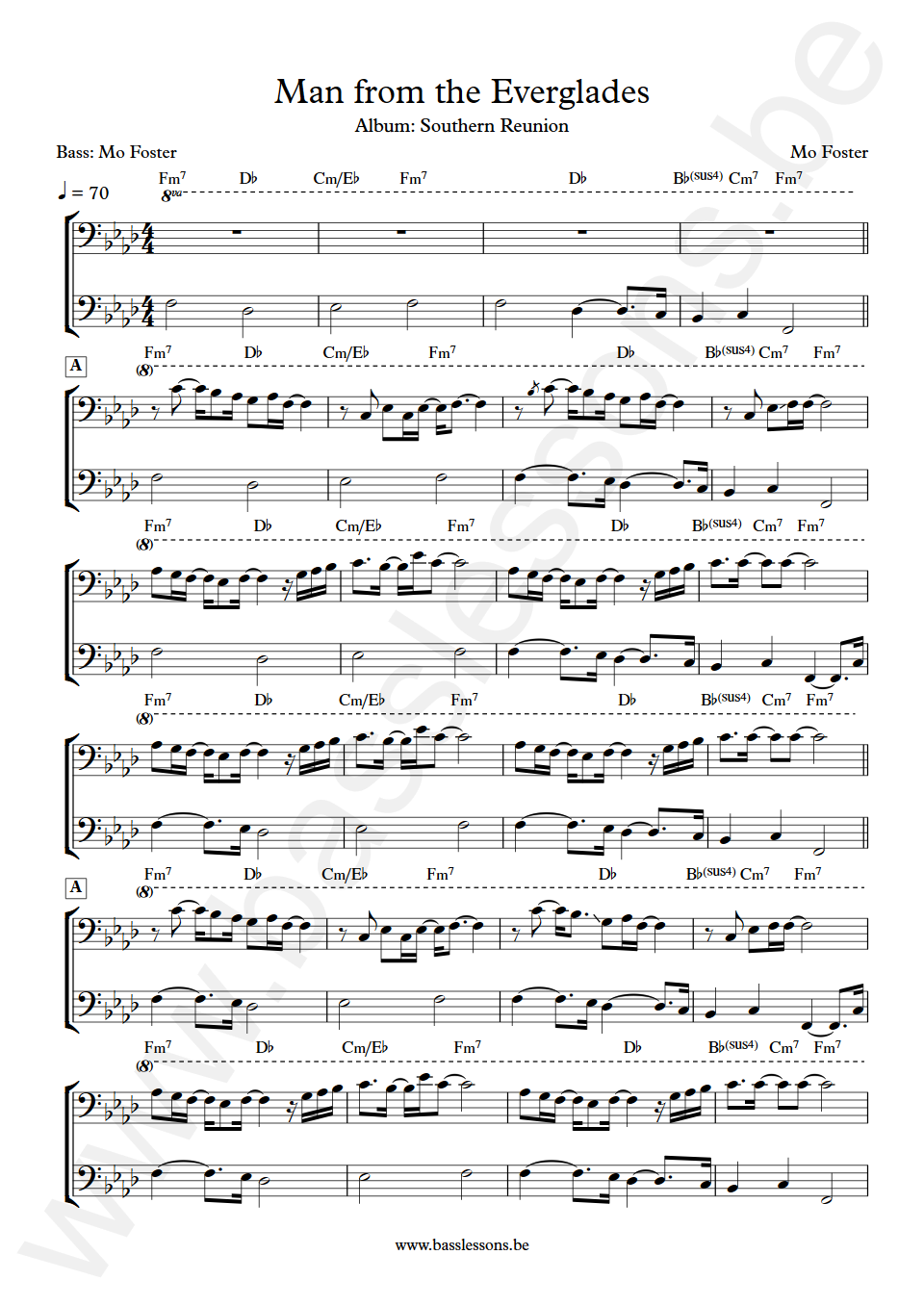 Mo Foster Man from the Everglades Mo Foster Bass Transcription