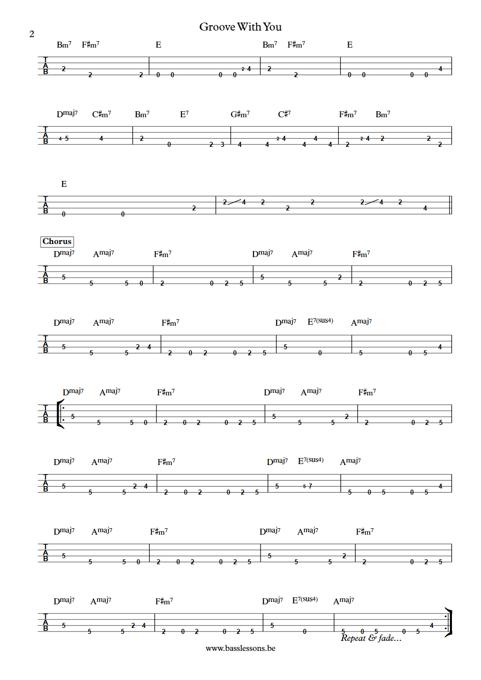 The Isley Brothers Groove With You Marvin Isley bass Tab part 2