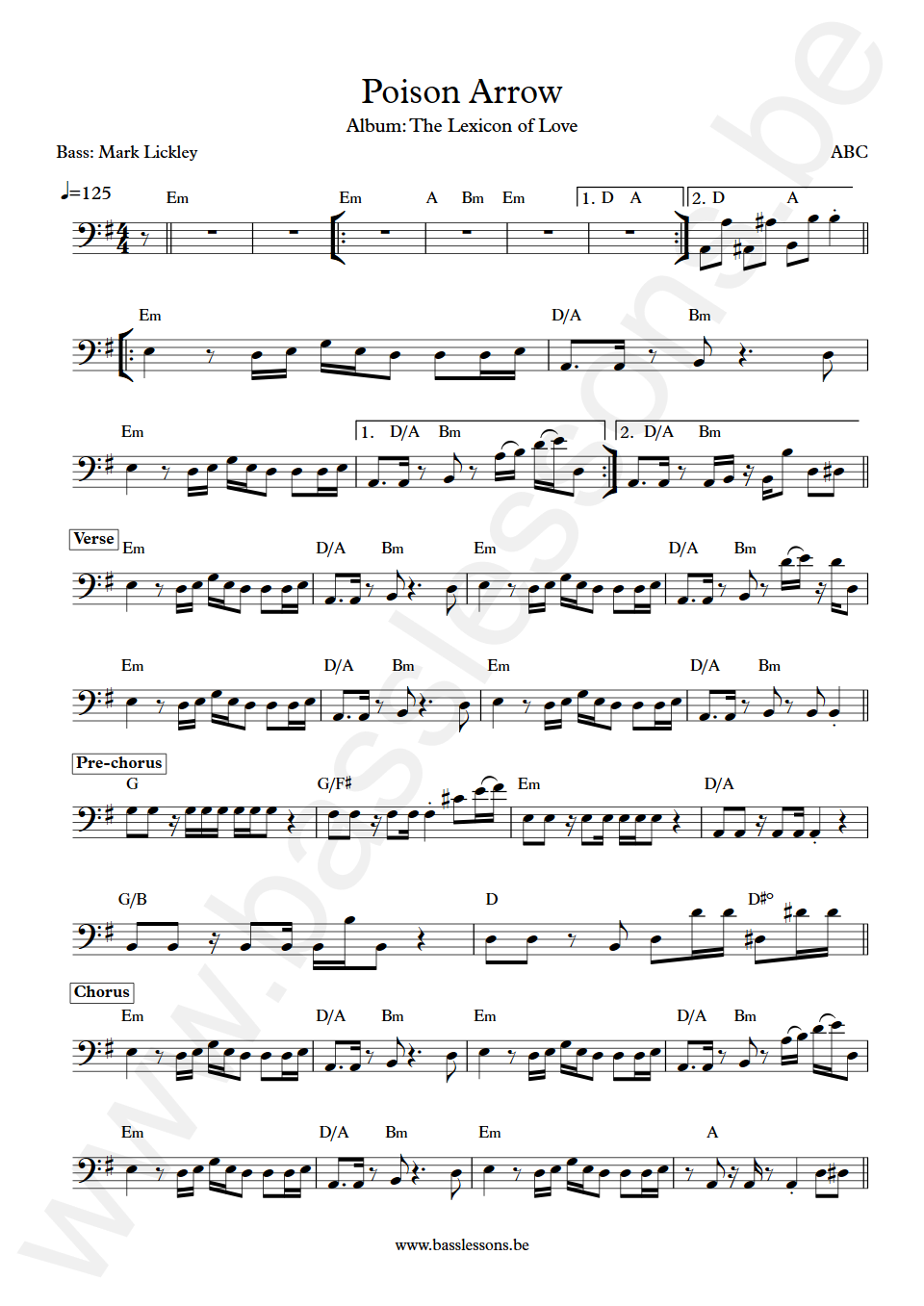 ABC Poison Arrow Mark Lickley Bass Transcription