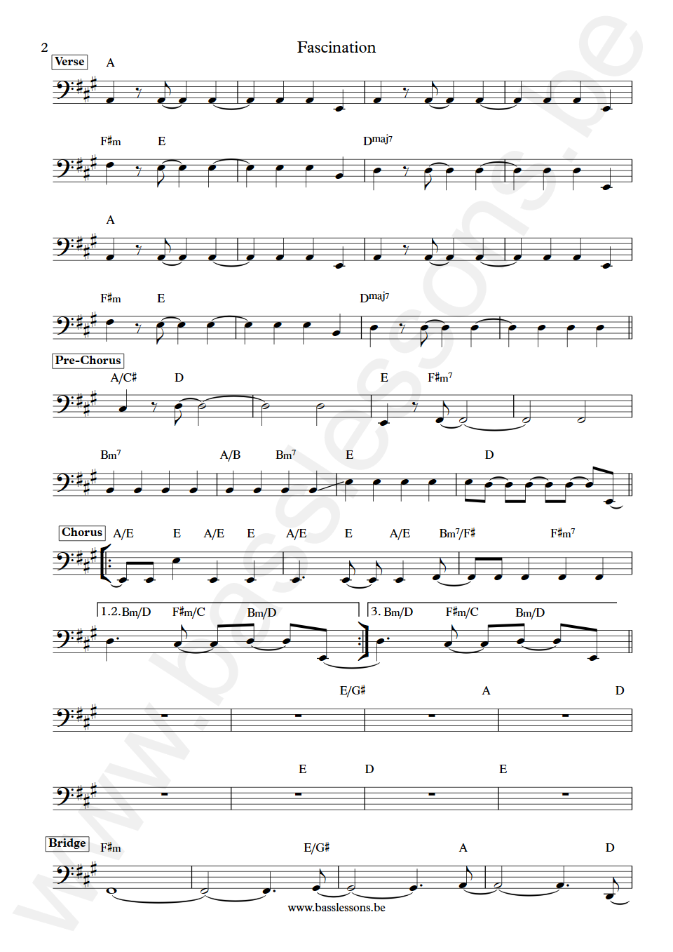 Alphabeat Fascination Anders Reinholdt Bass Transcription part 2