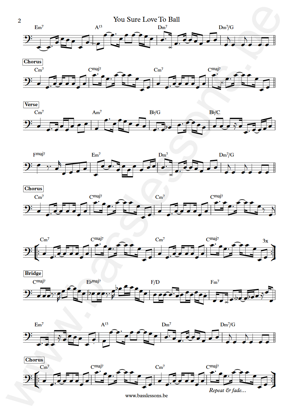 Marvin Gaye You Sure Love To Ball James Jamerson Bass Transcription part 2